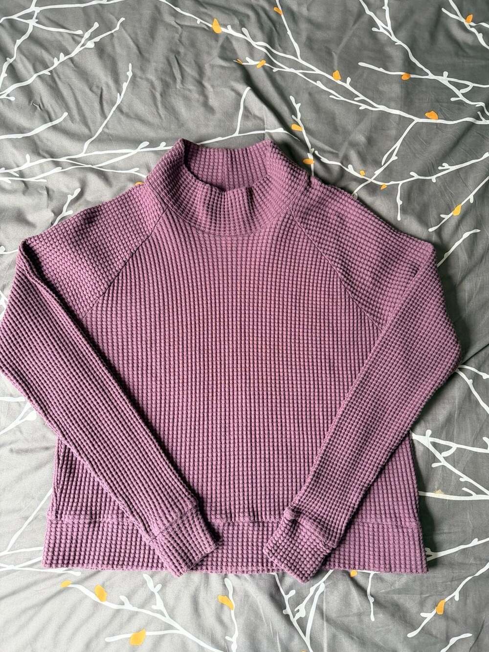 The North Face Women's Chabot Mock Neck Waffle Knit LS Sweater Midnight Mauve